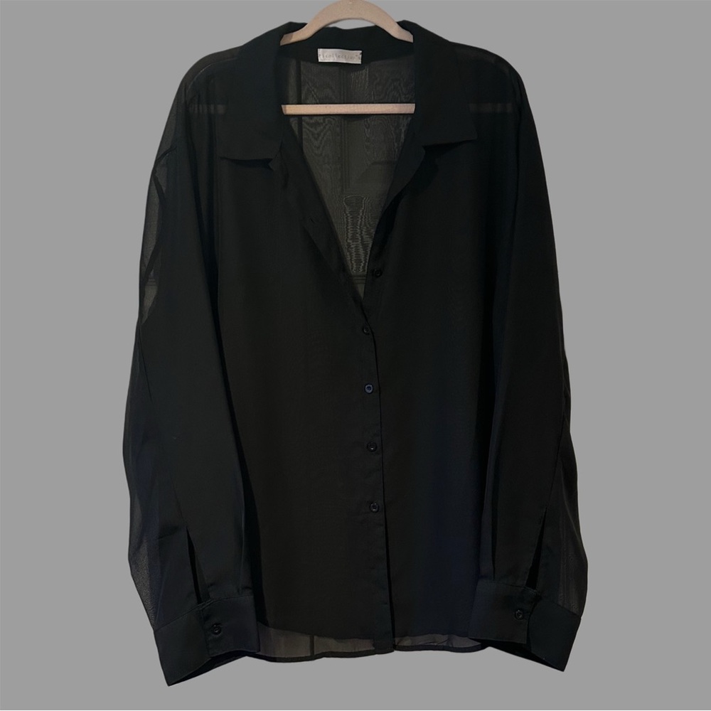 [ 2 FOR $20 ] NWOT SHEER LONG SLEEVE BUTTON UP SHIRT